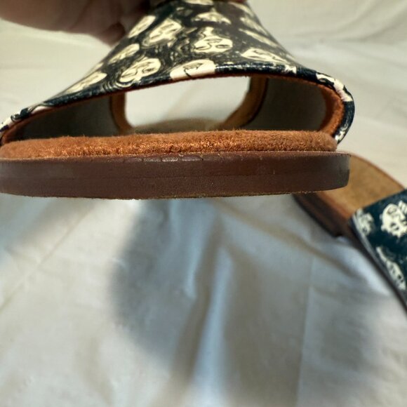 KELSI DAGGER BROOKLYN Ruthie printed leather flat slide sandal faces 6.5 - Picture 13 of 16